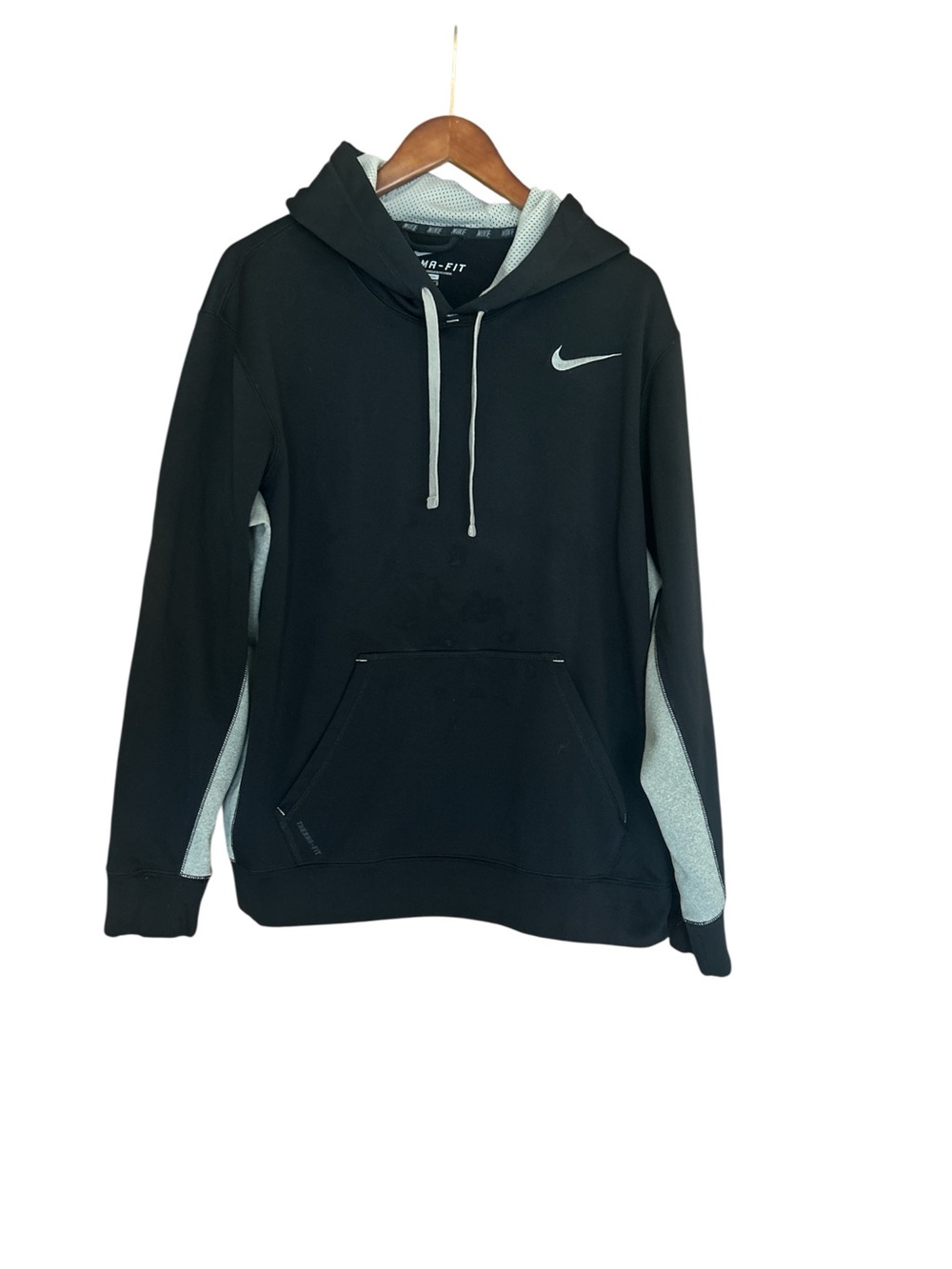 Nike Black Therma-Fit Hoodie with Gray Contrast Panels